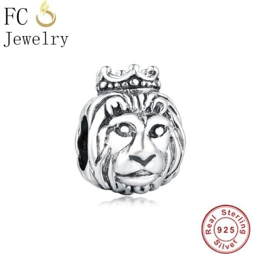 FC Jewelry Fit Original Brand Charm Bracelet Real 925 Sterling Silver Forest King Lion Crown Bead Making Women Berloque 2021