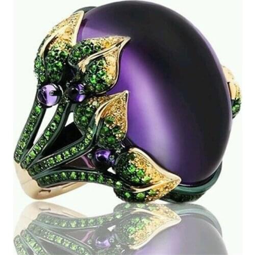 BAOSHINA Purple Plate Crystal Womens Ring Atmospheric Wedding Party Ring Jewelry 2020 Jewelry Accessories
