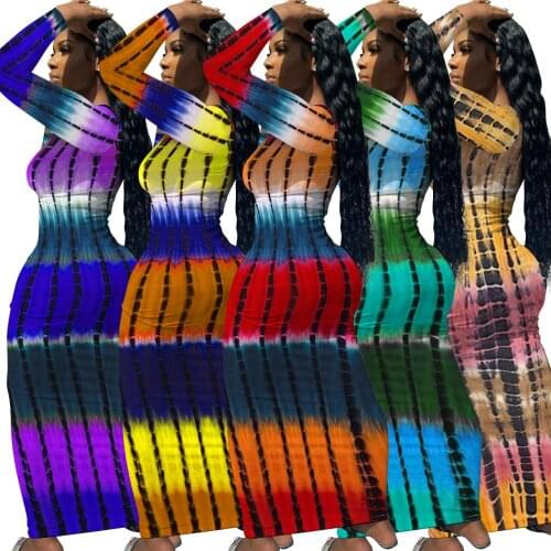 2021 Ins Internet Celebrity Famous Women Dress Longsleeve Patchwork Stripe Colorful