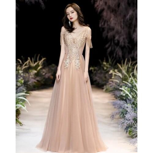 Sexy Embroidery Applique Tassel Sleeve Chiffon Evening Dress Back Bandage Women Formal Gowns Robe De Soiree Cheongsam 3XL
