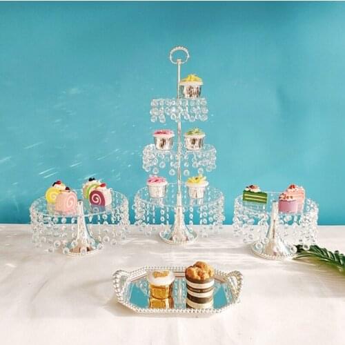 1pcs-6pcs Acrylic 3 Tier cake stand set clear tray wedding party decoration