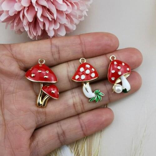 10Pcs/Lot Fashion Pearl Three-dimensional Wave Point Mushroom Pendant Earrings Pendant Homemade Handmade Diy Material