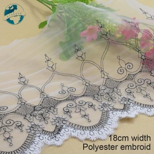 3yards 18cm width white cotton embroided lace ribbon guipure trim DIY wedding Accessories dolls lace french lace applique#2998