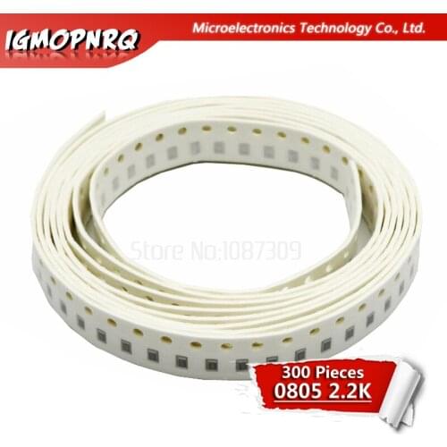 300PCS 0805 SMD Resistor 5% 2.2K ohm 1/8W 222 2K2