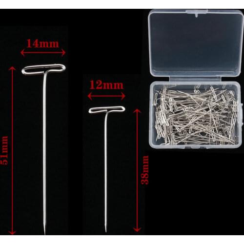 38/51mm Silver T pins for Holding Wigs & Wig Making Blocking Knitting Modelling and Crafts 50/100pcs T pins Hair Weaving Tools