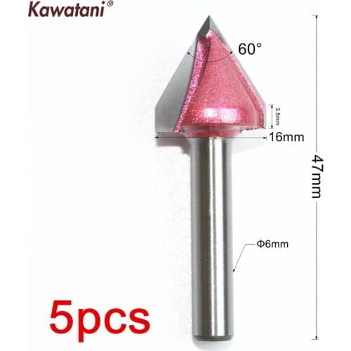 6mm*60degree*16mm-5PCS,CNC Tungsten3D V bit,CNC machine tool,PVC,MDF,Acrylic,Carbide end mill,woodworking insert router bit