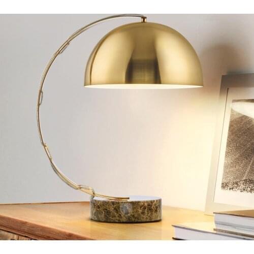 American hardware plating marble base dining room living room light luxury modern study model Bedroom Table Lamp