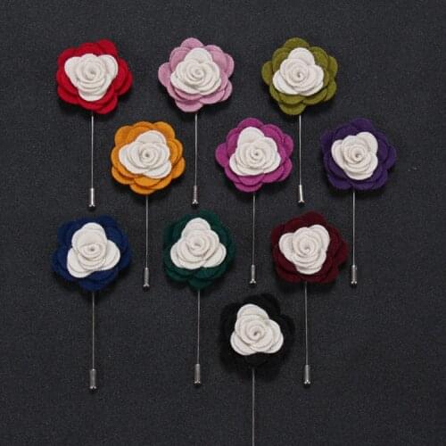 Free shipping , 20 pcs/lot , Mens Felt flower Boutonniere Tuxedo Wedding Casual Lapel Pin