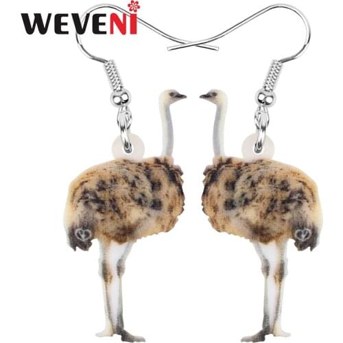 WEVENI Acrylic Australia Emu Bird Earrings Animal Drop Dangle Jewelry For Women Girl Teens Kids Charm Party Decoration Gift Bulk
