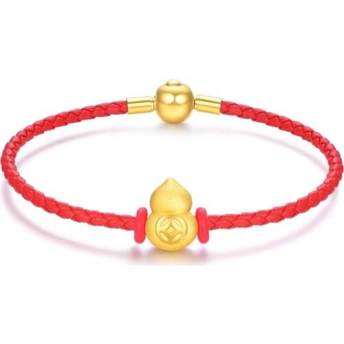 ZOCAI 999 Yellow Gold Bracelet and Red Rope Bracelet Men Women Unisex Wristband Good Luck Bracelet for Women Charm
