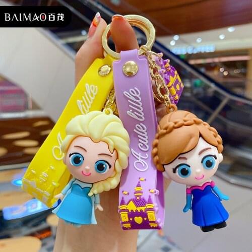 Disney Anime Figure Frozen Elsa Anna Olaf Cartoon Keychain Bag Key Ring Pendant Accessories Childrens Toys Birthday Gifts