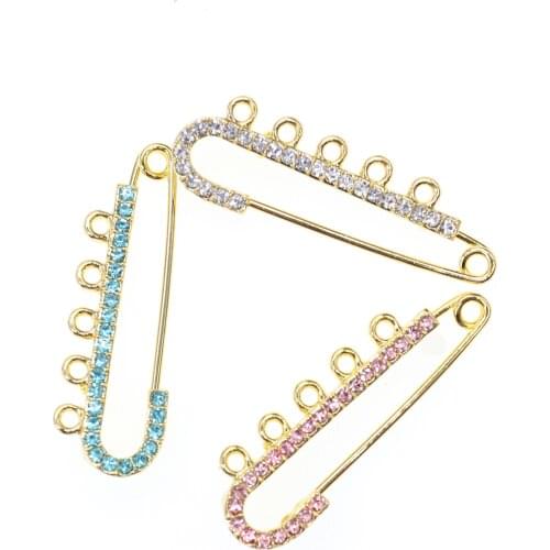 20 cute pin for kids children Islam 5 cm 5 loops pearl Safety pink blue crystal rhinestone Pin with loop small Brooch baby pins