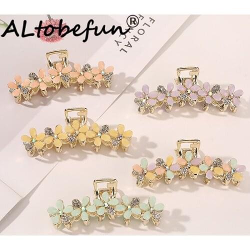 ALTOBEFUN Floral Hair Accessories Women Girl Fashion Hair Claws Female Hair Crab Ladies Ponytail Hair Holder FC275