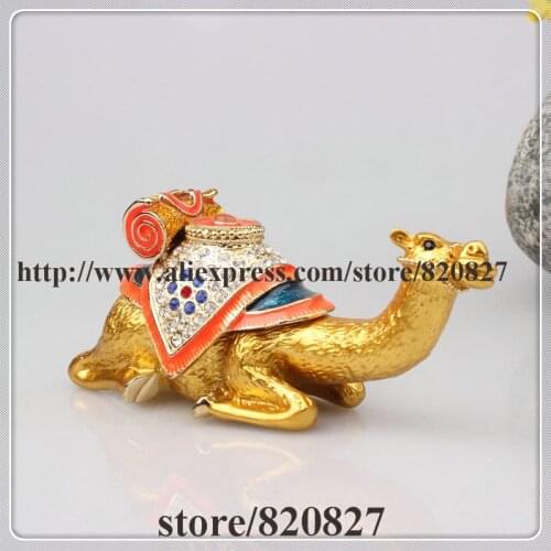 Camel Decorative Trinket Box Camel Festive Decorated Hinged Earring Holding Box Camel Bejeweled Treasure Keepsake Box
