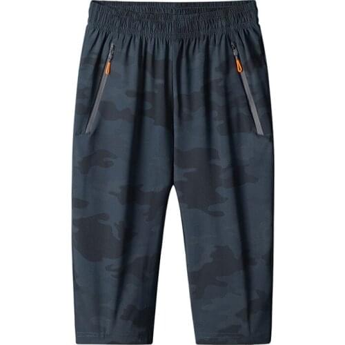 Men Elastic Waist Short Trousers Ice Cool Super Large M-8XL Casual Camouflage Quick Dry Sweatpants Summer Teenagers Sportswear