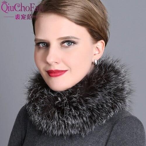 Women scarves for winter natural silver fox fur scarf warm collar brand new fashion fur shawl female winter fur ring