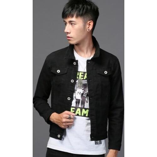 DEE MOONLY Men Denim Jacket Men Washed Denim Jacket Classic Denim Jacket with Collar for Men Casual Fashion Spring Autumn Clothe