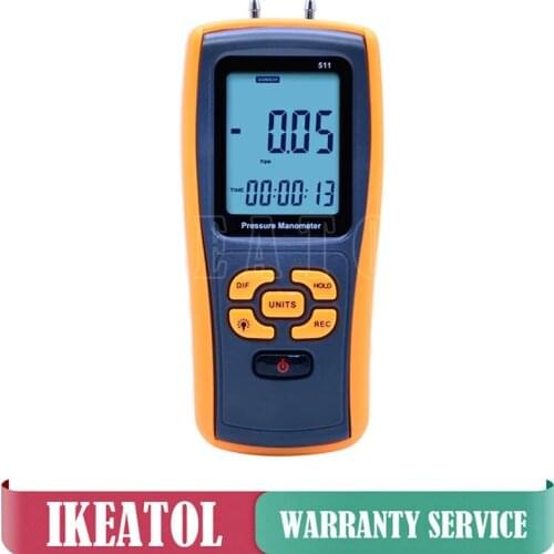 GM511 Portable Pressure Gauge Digital +/- 10 kPa Gas Pressure Manometer USB Data Storage