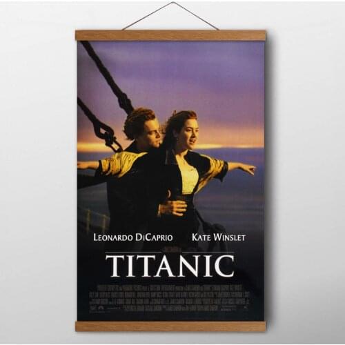 Teak Wood Hanging Scrolls Paintings Titanic 1997 Movie Classic Posters and Prints Canvas Silk Wall Art For Living Room Decor
