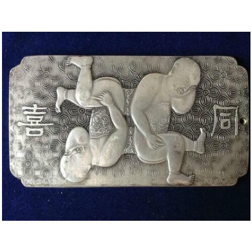 Chinese Old Tibet Silver amulet Bullion statue thangka netsuke