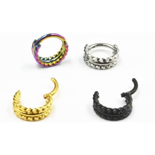 10pcs Body Jewelry Piercing -Twist Lip Labret Ring Ear Helix Daith Cartilage Tragus Earring Nose Septum Ring 16g NEW