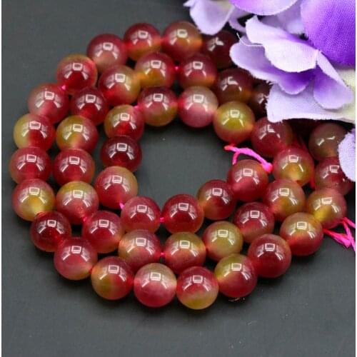Watermelon crystal chalcedony 8mm round loose beads DIY stone women jewelry making bracelet necklace design gift 15"
