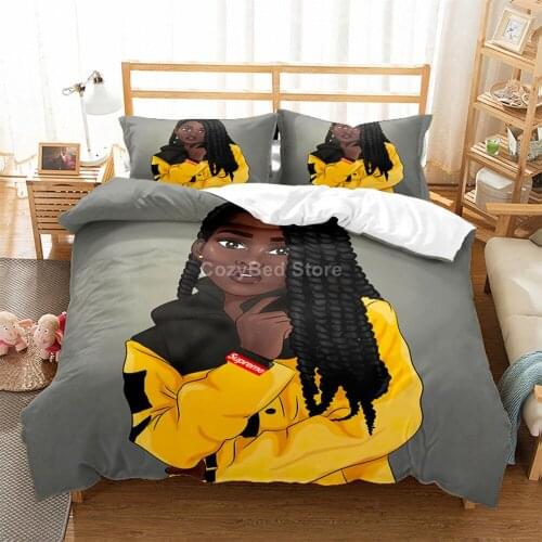 Cool African Girls Bedding Set Beauty 3d Duvet Cover Sets Comforter Bed Linen Twin Queen King Single Size Fashion Luxury Cartoon