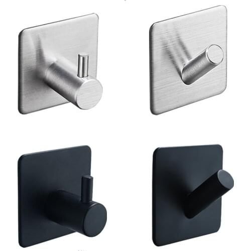 Stainless Steel Hooks Self Adhesive Door Wall Hook for Home Kitchen Bathroom Coat Towel Hook Bag Key Hanger Rack Multipurpose