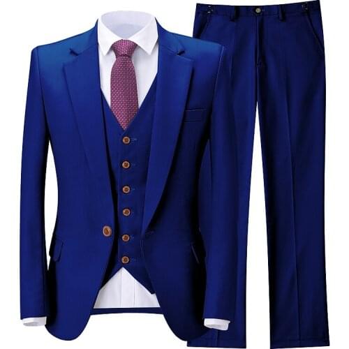 Mens Suits 3 Pieces Tailored Collar Solid Color Groom Wear Business Suit Boutique Slim For Groomsmen Wedding Blazer Pants Vest