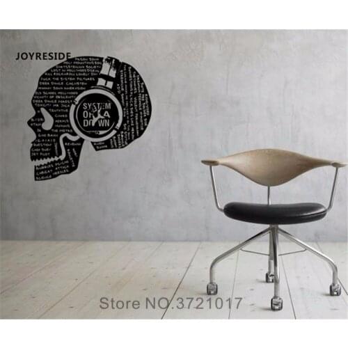 JOYRESIDE Skull Wall System Of A Down Songs Decal Headphones Music Vinyl Sticker Interior Living Room Bedroom Decoration A132