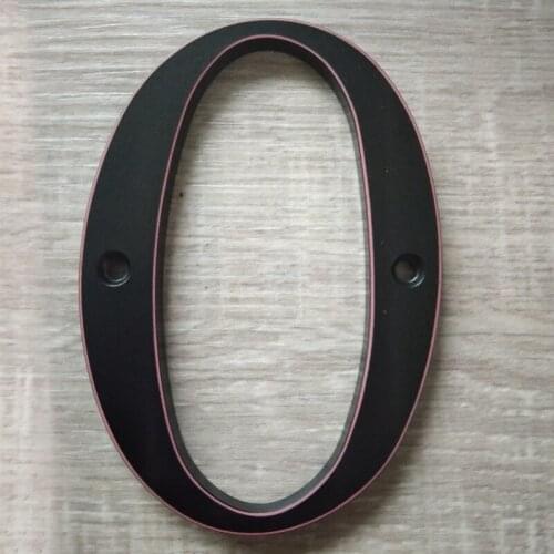 House Number 101mm Black brushed red edge Door Sign numer Outdoor Address Mailbox Numbers Modern home Apartment Signs#0