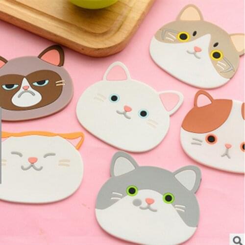 New Hot Sale High Quality Cartoon Cat Shaped Pads Tea Coaster Cup Holder Mat Coffee Drinks Drink Silicon Coaster Mug Pad