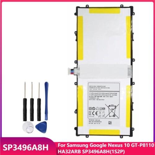 Original Tablet Battery SP3496A8H For Samsung Google Nexus 10 GT-P8110 HA32ARB SP3496A8H(1S2P) Replacement Batteries 7300mAh