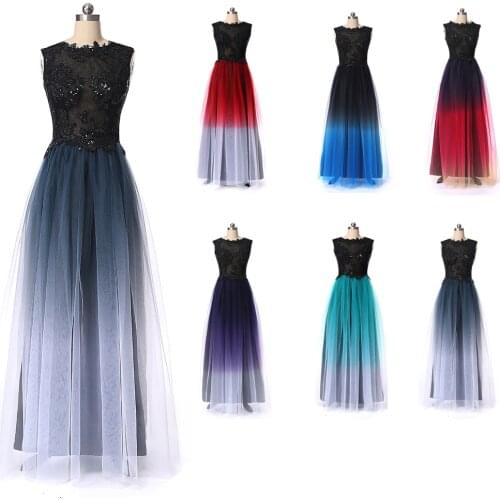 O-Neck A Line Formal Party Dresses Lace Appliques Tulle Evening Gowns Multi Colors Robe De Soirée