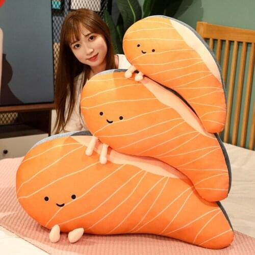 50-80CM Funny Simulation Delicious Salmon Pillow Creative Design Home Decoration Holiday Gift Stuffed Toy