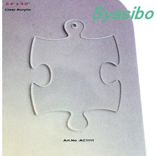6pcs/lot) 3" Blank Puzzle Clear Acrylic Key Chain Wedding Tags Save Date 76mm -AC1111