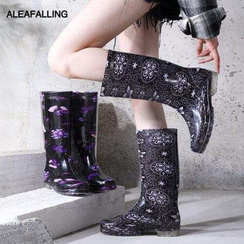 Aleafalling 2019 new womens rain boots low with PVC water shoes high to help winter non-slip warm rain boots 36-41