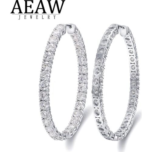 18ctw 0.3ct 4.0mm Round Excellent Cut Moissanite Hoop Drop Earring Sparking Party Earring White Gold Plated Silver Gfit for Lady