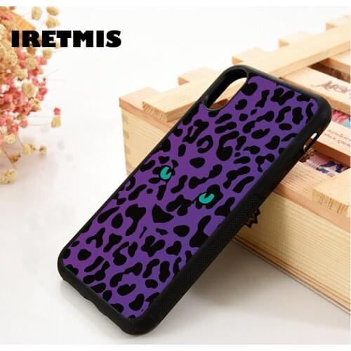 Iretmis 5 5S SE 6 6S TPU Silicone Rubber Phone Case Cover for iPhone 7 8 Plus X Xs 11 12 MINI Pro Max XR Leopards Turqoise Eyes