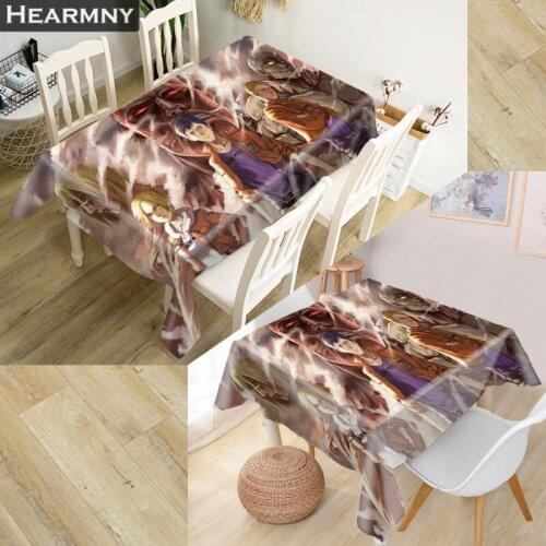 HEARMNY Attack On Titan Tablecloth 3D Oxford Fabric Square/Rectangular Dust-proof Table Cover For Party Home Decor TV Covers