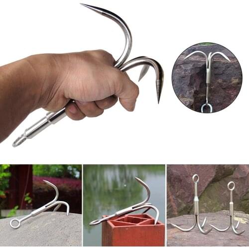 Foldable Survival Grappling Hook 3 Claws Climbing Claw Stainless Steel Outdoor Climbing Rescue Tool Wall Equipment