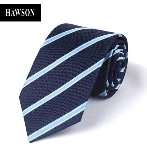 HAWSON Navy Ties for Men, Blue Striped Neckties for Businessman, Formal Ties for Men Suit, Mens Accessories for Dress Shirt