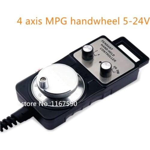 Universal CNC Router Hand Wheel 4 Axis MPG Pendant Handwheel 24V 100PPR A B signal Emergency Stop Siemens FAGOR GSK