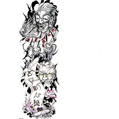 Hell Ghost King Waterproof Temporary Tattoos Men Tattoo Full Arm Sleeves Kit Tattoo Temporary Tattoos Sleeves Fake Tatoo