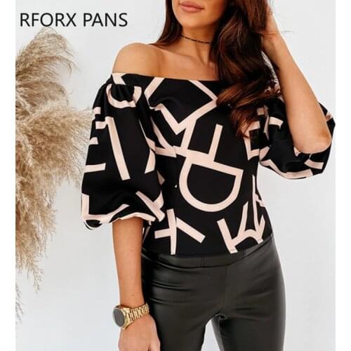 Women Off Shoulder Colorblock Lantern Sleeve Top Long Sleeve Top Blouse Womens Tops and Blouses