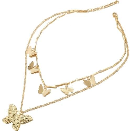 New Style Of Personality Womens Butterfly Pendant Multi Layer Necklace Combination Fashion Accessories Necklace Women