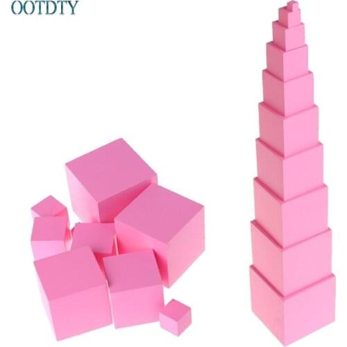 1 Set Montessori Sensorial Materials Tower Family Set Wooden Building Blocks Toy Kid #330