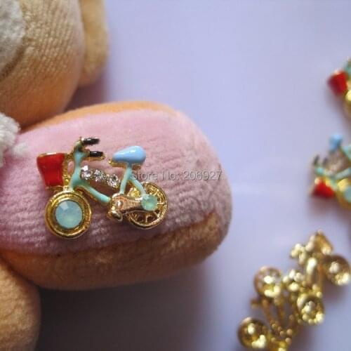 MD-535 10pcs Fancy Rhinestone Gold Bike Deco Metal Charms Metal Deco Charms Nail Art