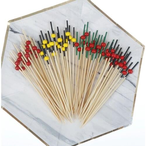 100pcs Practical Bamboo Food Picks Fruit Fork Sticks Buffet Cupcake Toppers Cocktail Forks Wedding Birthday Decorations 12CM