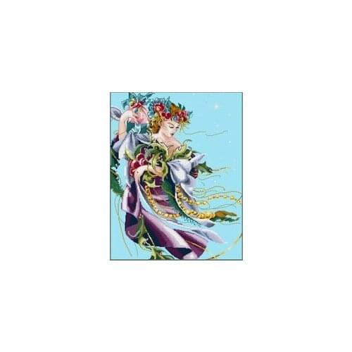 11CT/14CT/18CT Sky blue fabric Counted Cross Stitch Kit Angel of Spring Fairy Goddess with Violin SNOW GIRL MD angel girl